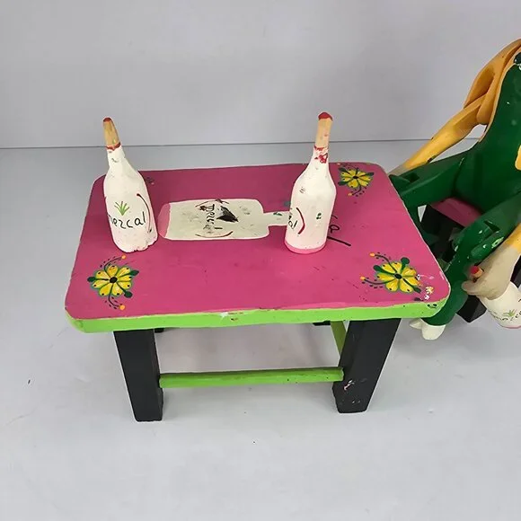 Oaxacan Folk Art Anthropomorphic Goat Man Table Mezcal Bottles Inocencio Vasquez